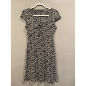 Toad & Company Amelia Daisy Print Empire Dress Black Cap Sleeve Women's Sz S